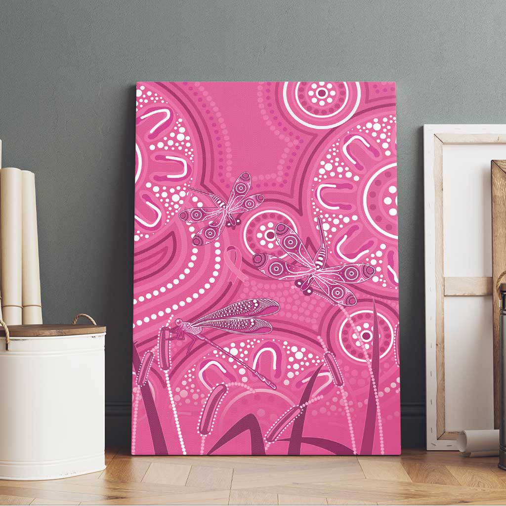 Australia Indigenous Pink Month Canvas Wall Art Breast Cancer Aboriginal Dragonflies Ribbon - Aussie Hoodie