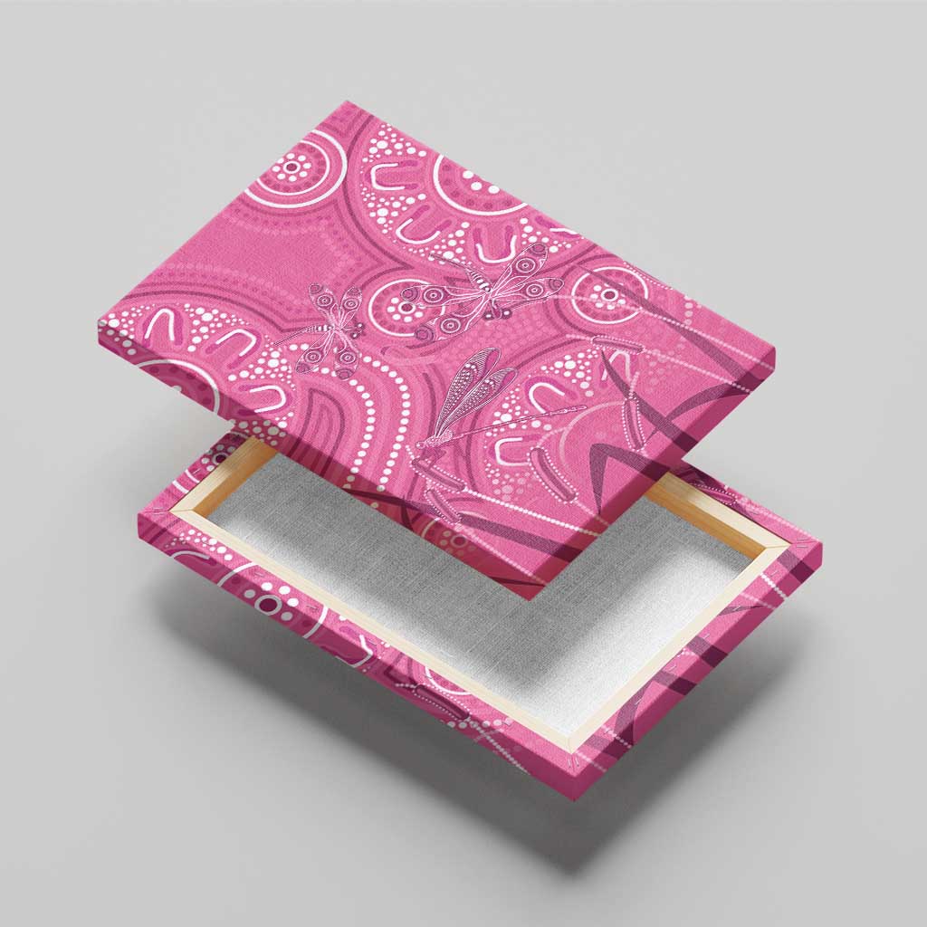 Australia Indigenous Pink Month Canvas Wall Art Breast Cancer Aboriginal Dragonflies Ribbon - Aussie Hoodie