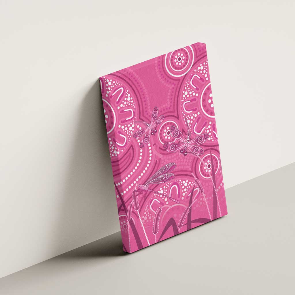 Australia Indigenous Pink Month Canvas Wall Art Breast Cancer Aboriginal Dragonflies Ribbon - Aussie Hoodie