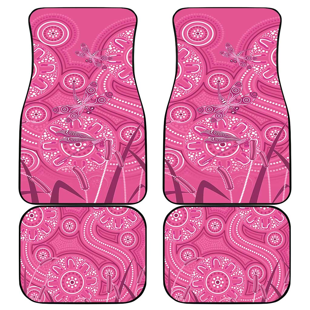 Australia Indigenous Pink Month Car Mats Breast Cancer Aboriginal Dragonflies Ribbon - Aussie Hoodie