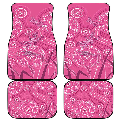 Australia Indigenous Pink Month Car Mats Breast Cancer Aboriginal Dragonflies Ribbon - Aussie Hoodie
