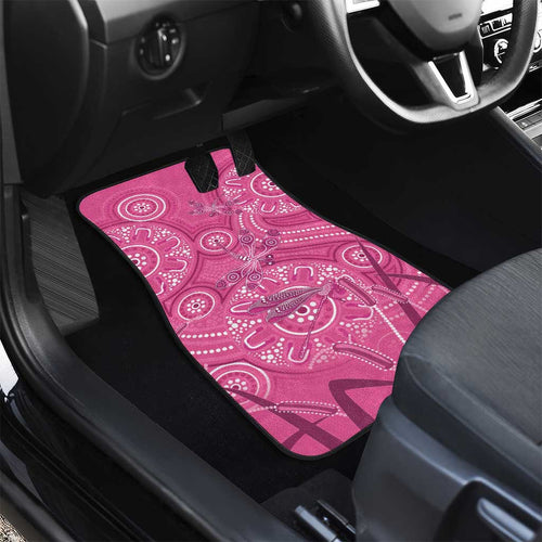 Australia Indigenous Pink Month Car Mats Breast Cancer Aboriginal Dragonflies Ribbon - Aussie Hoodie