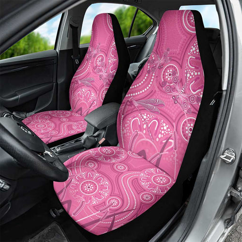 Australia Indigenous Pink Month Car Seat Cover Breast Cancer Aboriginal Dragonflies Ribbon - Aussie Hoodie
