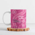 Australia Indigenous Pink Month Ceramic Mug Breast Cancer Aboriginal Dragonflies Ribbon - Aussie Hoodie