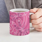 Australia Indigenous Pink Month Ceramic Mug Breast Cancer Aboriginal Dragonflies Ribbon - Aussie Hoodie