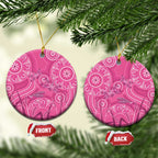 Australia Indigenous Pink Month Ceramic Ornament Breast Cancer Aboriginal Dragonflies Ribbon - Aussie Hoodie