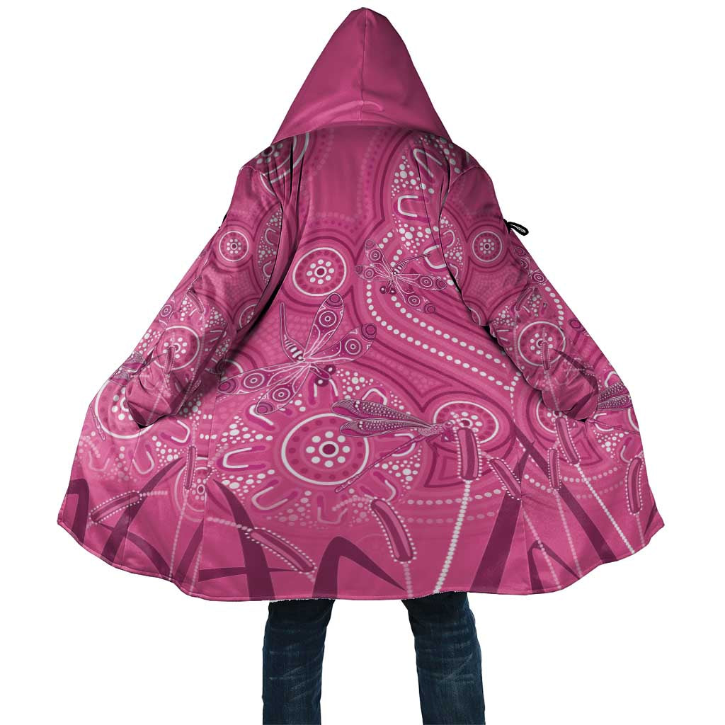 Australia Indigenous Pink Month Cloak Breast Cancer Aboriginal Dragonflies Ribbon - Aussie Hoodie
