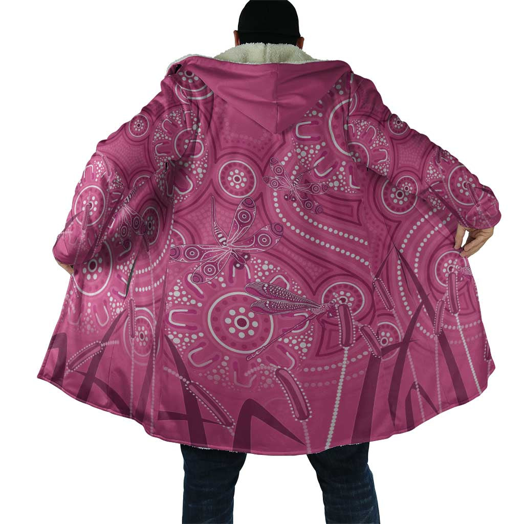 Australia Indigenous Pink Month Cloak Breast Cancer Aboriginal Dragonflies Ribbon - Aussie Hoodie