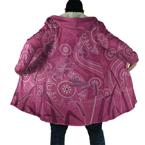 Australia Indigenous Pink Month Cloak Breast Cancer Aboriginal Dragonflies Ribbon - Aussie Hoodie