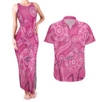 Australia Indigenous Pink Month Couples Matching Tank Maxi Dress and Hawaiian Shirt Breast Cancer Aboriginal Dragonflies Ribbon - Aussie Hoodie