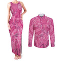Australia Indigenous Pink Month Couples Matching Tank Maxi Dress and Long Sleeve Button Shirt Breast Cancer Aboriginal Dragonflies Ribbon - Aussie Hoodie