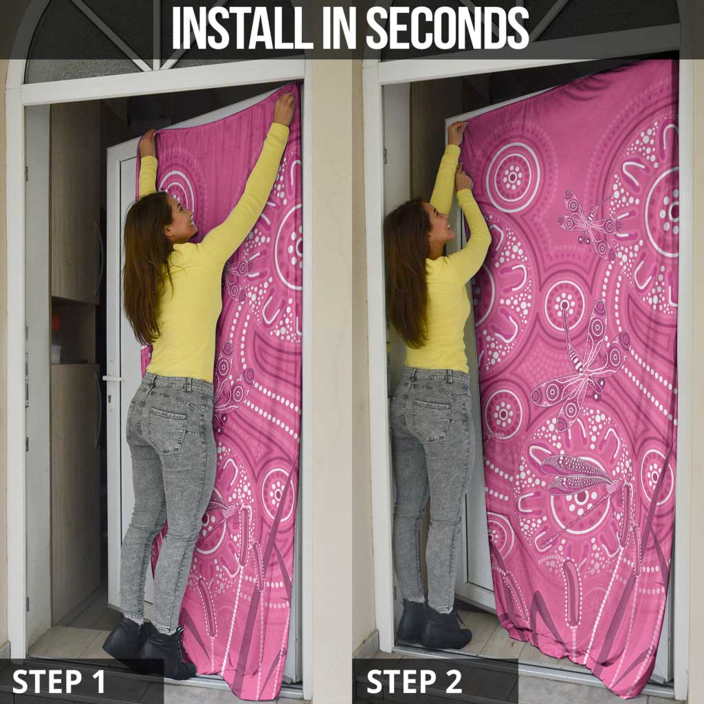 Australia Indigenous Pink Month Door Cover Breast Cancer Aboriginal Dragonflies Ribbon - Aussie Hoodie