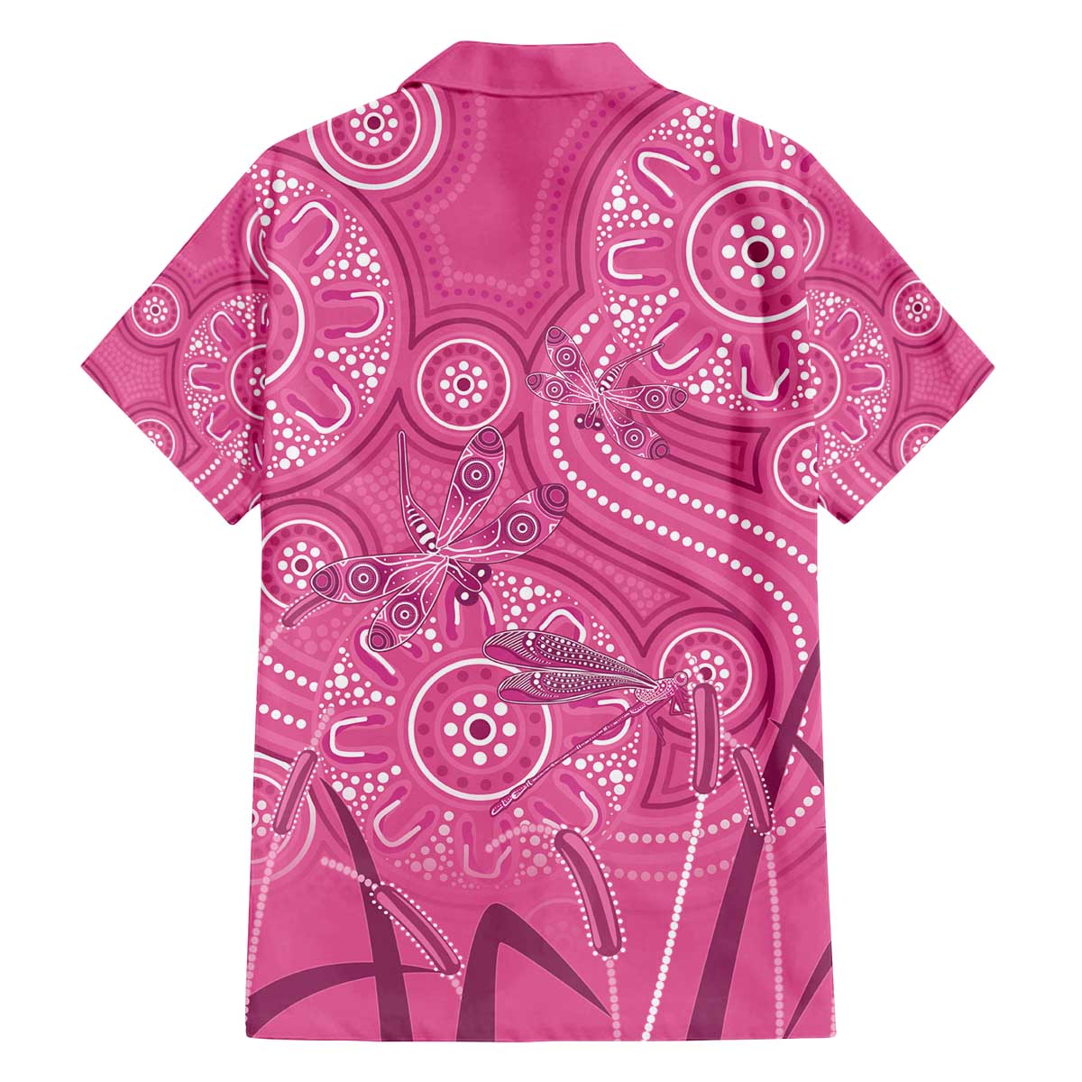 Australia Indigenous Pink Month Family Matching Off The Shoulder Long Sleeve Dress and Hawaiian Shirt Breast Cancer Aboriginal Dragonflies Ribbon - Aussie Hoodie