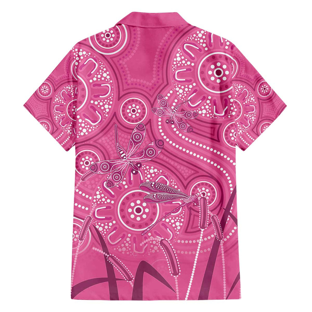 Australia Indigenous Pink Month Family Matching Off The Shoulder Long Sleeve Dress and Hawaiian Shirt Breast Cancer Aboriginal Dragonflies Ribbon - Aussie Hoodie