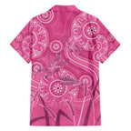 Australia Indigenous Pink Month Family Matching Off The Shoulder Long Sleeve Dress and Hawaiian Shirt Breast Cancer Aboriginal Dragonflies Ribbon - Aussie Hoodie
