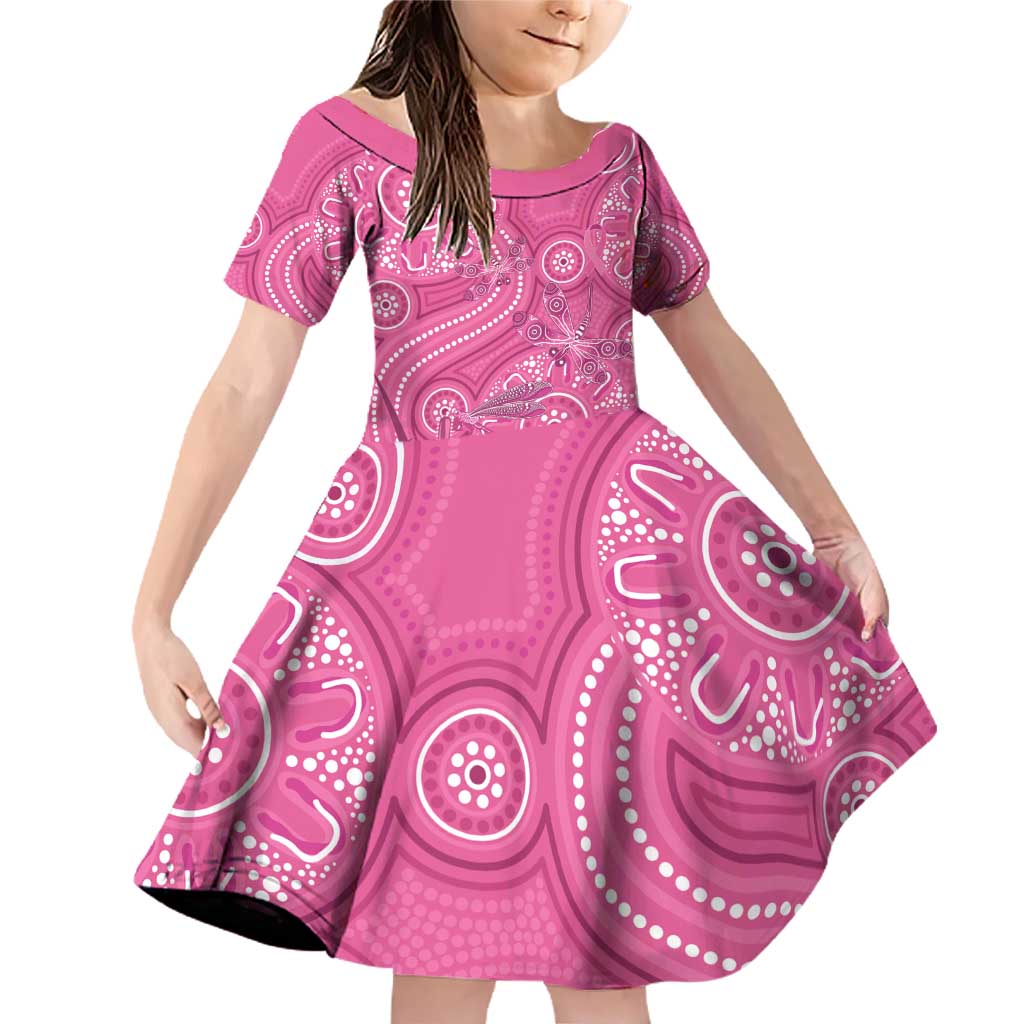 Australia Indigenous Pink Month Family Matching Off Shoulder Short Dress and Hawaiian Shirt Breast Cancer Aboriginal Dragonflies Ribbon - Aussie Hoodie