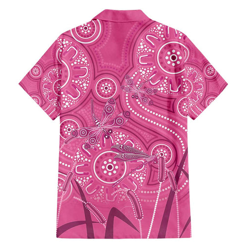 Australia Indigenous Pink Month Family Matching Off Shoulder Short Dress and Hawaiian Shirt Breast Cancer Aboriginal Dragonflies Ribbon - Aussie Hoodie