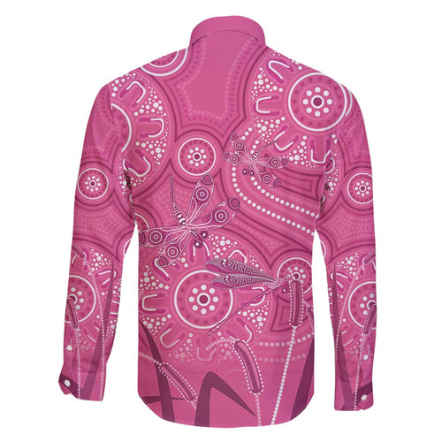 Australia Indigenous Pink Month Family Matching Off Shoulder Short Dress and Hawaiian Shirt Breast Cancer Aboriginal Dragonflies Ribbon - Aussie Hoodie