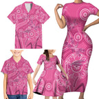 Australia Indigenous Pink Month Family Matching Short Sleeve Bodycon Dress and Hawaiian Shirt Breast Cancer Aboriginal Dragonflies Ribbon - Aussie Hoodie