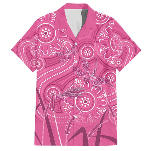 Australia Indigenous Pink Month Family Matching Short Sleeve Bodycon Dress and Hawaiian Shirt Breast Cancer Aboriginal Dragonflies Ribbon - Aussie Hoodie