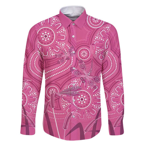 Australia Indigenous Pink Month Family Matching Short Sleeve Bodycon Dress and Hawaiian Shirt Breast Cancer Aboriginal Dragonflies Ribbon - Aussie Hoodie