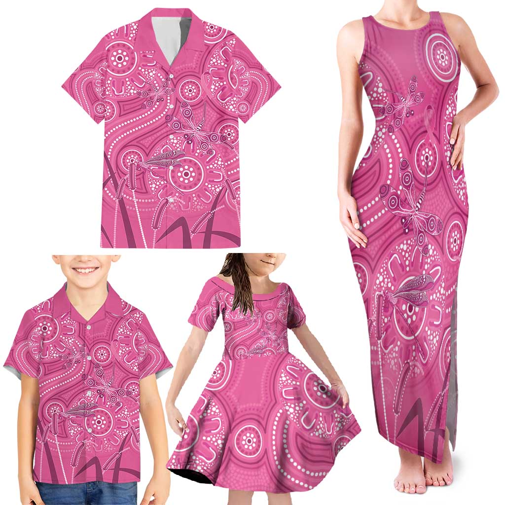 Australia Indigenous Pink Month Family Matching Tank Maxi Dress and Hawaiian Shirt Breast Cancer Aboriginal Dragonflies Ribbon - Aussie Hoodie