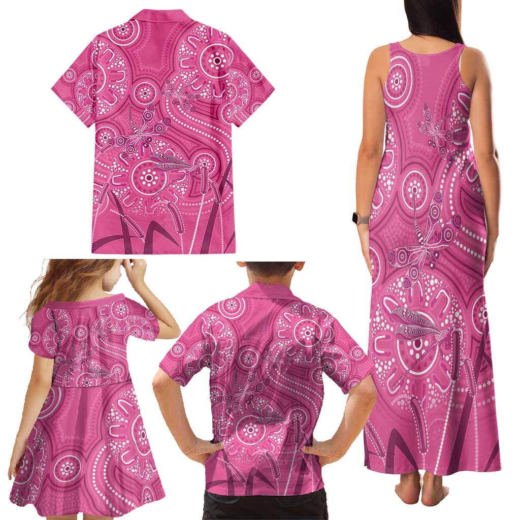 Australia Indigenous Pink Month Family Matching Tank Maxi Dress and Hawaiian Shirt Breast Cancer Aboriginal Dragonflies Ribbon - Aussie Hoodie