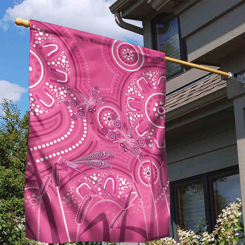 Australia Indigenous Pink Month Garden Flag Breast Cancer Aboriginal Dragonflies Ribbon - Aussie Hoodie
