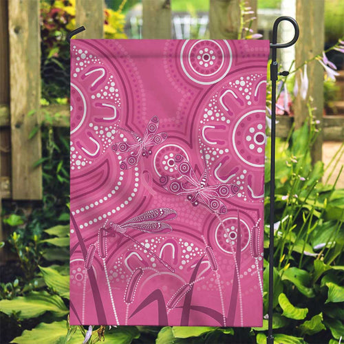 Australia Indigenous Pink Month Garden Flag Breast Cancer Aboriginal Dragonflies Ribbon - Aussie Hoodie