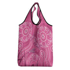 Australia Indigenous Pink Month Grocery Bag Breast Cancer Aboriginal Dragonflies Ribbon - Aussie Hoodie