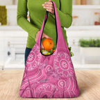 Australia Indigenous Pink Month Grocery Bag Breast Cancer Aboriginal Dragonflies Ribbon - Aussie Hoodie