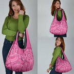 Australia Indigenous Pink Month Grocery Bag Breast Cancer Aboriginal Dragonflies Ribbon - Aussie Hoodie