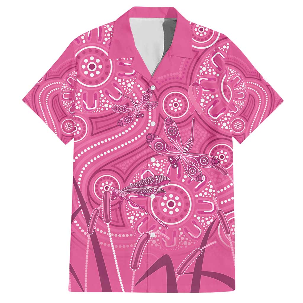 Australia Indigenous Pink Month Hawaiian Shirt Breast Cancer Aboriginal Dragonflies Ribbon - Aussie Hoodie