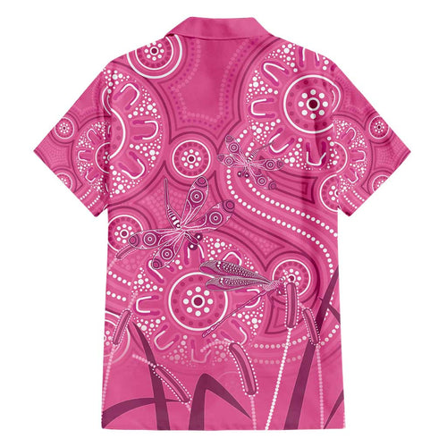 Australia Indigenous Pink Month Hawaiian Shirt Breast Cancer Aboriginal Dragonflies Ribbon - Aussie Hoodie