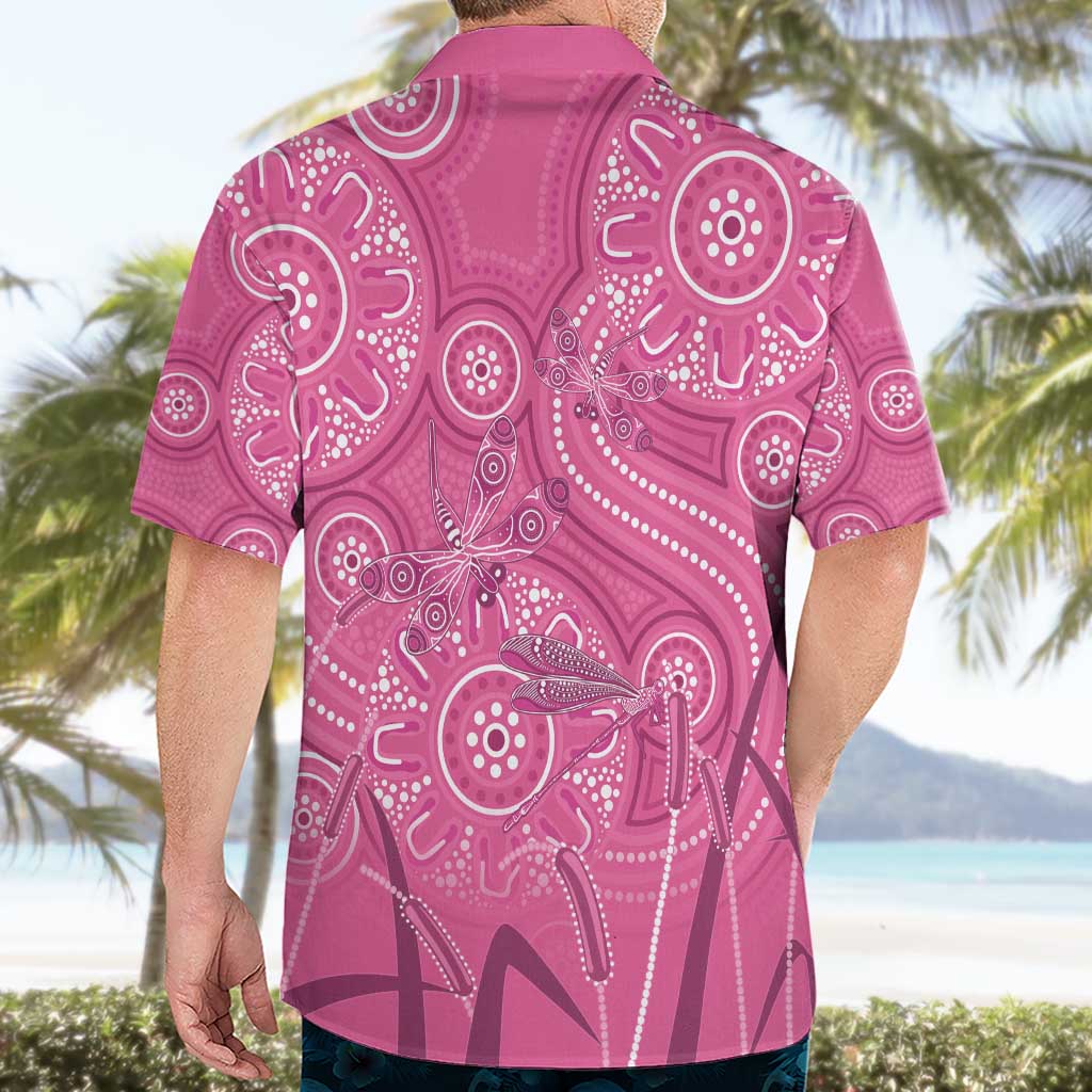 Australia Indigenous Pink Month Hawaiian Shirt Breast Cancer Aboriginal Dragonflies Ribbon - Aussie Hoodie