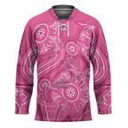 Australia Indigenous Pink Month Hockey Jersey Breast Cancer Aboriginal Dragonflies Ribbon - Aussie Hoodie
