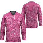 Australia Indigenous Pink Month Hockey Jersey Breast Cancer Aboriginal Dragonflies Ribbon - Aussie Hoodie