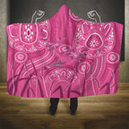 Australia Indigenous Pink Month Hooded Blanket Breast Cancer Aboriginal Dragonflies Ribbon - Aussie Hoodie