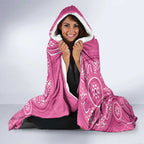 Australia Indigenous Pink Month Hooded Blanket Breast Cancer Aboriginal Dragonflies Ribbon - Aussie Hoodie