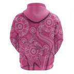 Australia Indigenous Pink Month Hoodie Breast Cancer Aboriginal Dragonflies Ribbon - Aussie Hoodie