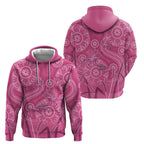 Australia Indigenous Pink Month Hoodie Breast Cancer Aboriginal Dragonflies Ribbon - Aussie Hoodie