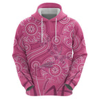 Australia Indigenous Pink Month Hoodie Breast Cancer Aboriginal Dragonflies Ribbon - Aussie Hoodie