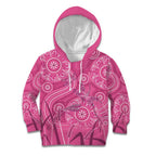 Australia Indigenous Pink Month Kid Hoodie Breast Cancer Aboriginal Dragonflies Ribbon - Aussie Hoodie