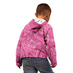 Australia Indigenous Pink Month Kid Hoodie Breast Cancer Aboriginal Dragonflies Ribbon - Aussie Hoodie