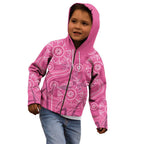 Australia Indigenous Pink Month Kid Hoodie Breast Cancer Aboriginal Dragonflies Ribbon - Aussie Hoodie