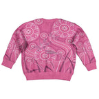 Australia Indigenous Pink Month Kid Ugly Christmas Sweater Breast Cancer Aboriginal Dragonflies Ribbon - Aussie Hoodie