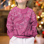 Australia Indigenous Pink Month Kid Ugly Christmas Sweater Breast Cancer Aboriginal Dragonflies Ribbon - Aussie Hoodie