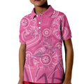 Australia Indigenous Pink Month Kid Polo Shirt Breast Cancer Aboriginal Dragonflies Ribbon - Aussie Hoodie