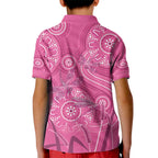 Australia Indigenous Pink Month Kid Polo Shirt Breast Cancer Aboriginal Dragonflies Ribbon - Aussie Hoodie