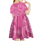 Australia Indigenous Pink Month Kid Short Sleeve Dress Breast Cancer Aboriginal Dragonflies Ribbon - Aussie Hoodie